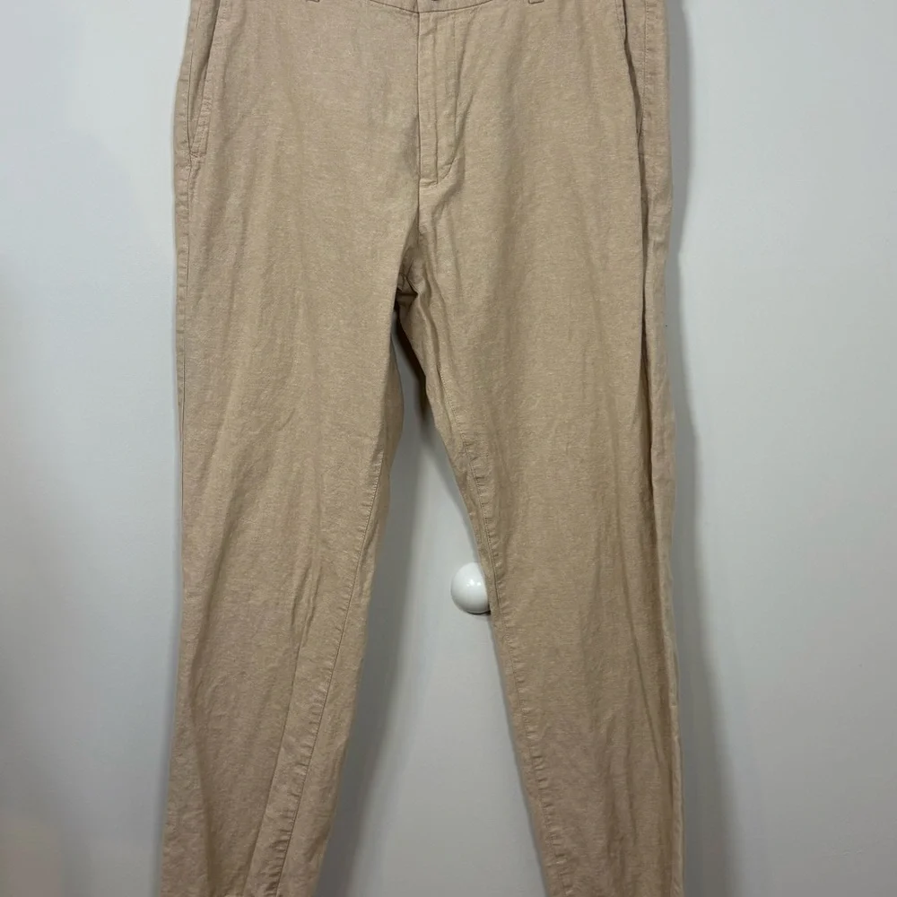 Banana Republic Linen Blend Pants Mens Khaki Coastal Casual RN54023. 36